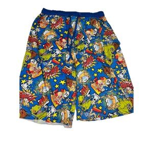Nickelodeon REN And Stimpy Shorts Mens XL Blue Sleep Lounge Pajama Cartoon Print